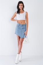 Load image into Gallery viewer, Asymmetrical Raw Cut Hem Mini Skirt