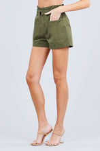 Load image into Gallery viewer, Side Pocket Rolled Up Paper Bag Cotton Short Pants