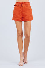 Load image into Gallery viewer, Side Pocket Rolled Up Paper Bag Cotton Short Pants