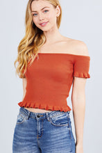 Load image into Gallery viewer, Short Sleeve Off The Shoulder W/ruffle Detail Sweater Top