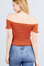 Load image into Gallery viewer, Short Sleeve Off The Shoulder W/ruffle Detail Sweater Top