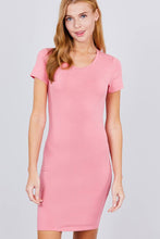 Load image into Gallery viewer, Short Sleeve Round Neck Knit Mini Dress