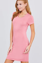 Load image into Gallery viewer, Short Sleeve Round Neck Knit Mini Dress