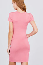 Load image into Gallery viewer, Short Sleeve Round Neck Knit Mini Dress