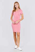 Load image into Gallery viewer, Short Sleeve Round Neck Knit Mini Dress