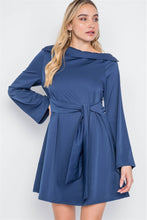 Load image into Gallery viewer, Straight Neck Solid Front-tie Dress