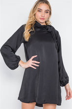 Load image into Gallery viewer, Satin Long Sleeve Side-tie Mini Dress