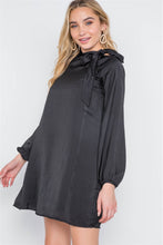 Load image into Gallery viewer, Satin Long Sleeve Side-tie Mini Dress