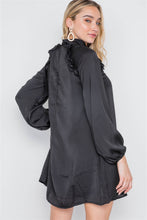 Load image into Gallery viewer, Satin Long Sleeve Side-tie Mini Dress