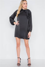 Load image into Gallery viewer, Satin Long Sleeve Side-tie Mini Dress