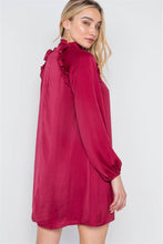 Load image into Gallery viewer, Satin Long Sleeve Side-tie Mini Dress