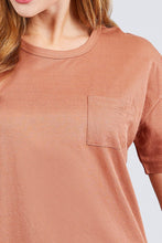 Load image into Gallery viewer, Short Sleeve Round Neck One Pocket Box Knit Top
