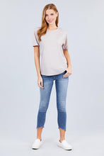 Load image into Gallery viewer, Short Sleeve Round Neck One Pocket Box Knit Top