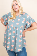 Load image into Gallery viewer, Plus Size Cute Adorable Heart Jersey Babydoll Tunic Top