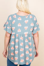 Load image into Gallery viewer, Plus Size Cute Adorable Heart Jersey Babydoll Tunic Top