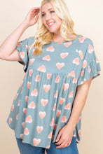 Load image into Gallery viewer, Plus Size Cute Adorable Heart Jersey Babydoll Tunic Top