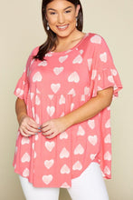 Load image into Gallery viewer, Plus Size Cute Adorable Heart Jersey Babydoll Tunic Top