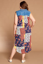 Load image into Gallery viewer, Mixed-floral Patchwork Printed Button-down Maxi Dress