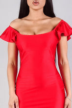 Load image into Gallery viewer, Convertible Off Shoulder Ruffle Sleeve Bodycon Mini Dress