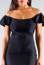 Load image into Gallery viewer, Convertible Off Shoulder Ruffle Sleeve Bodycon Mini Dress