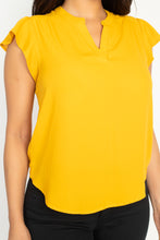 Load image into Gallery viewer, Split V Band Collar Ruffle Sleeve Top