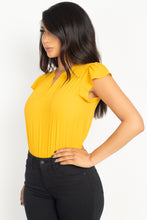 Load image into Gallery viewer, Split V Band Collar Ruffle Sleeve Top