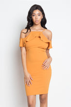 Load image into Gallery viewer, Ruffle Open Shoulder Halter Dress