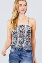Load image into Gallery viewer, Side Shirring Print Mesh Cami Bodysuit
