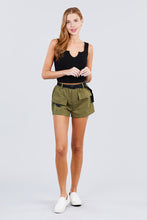 Load image into Gallery viewer, Twill Belted Side Pocket Cargo Cotton Short Pants