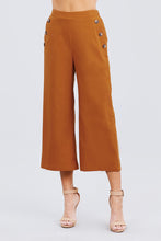Load image into Gallery viewer, Fake Pocket W/button Detail Wide Long Leg Linen Pants