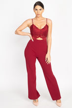 Load image into Gallery viewer, Floral Lace Front Cutout Jumpsuit