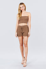 Load image into Gallery viewer, Cable Detail Sweater Tube Top And Sweater Short Pants Set