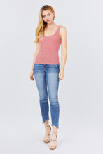Load image into Gallery viewer, Sleeveless Double Scoop Neck Stripe 2 Ply Rib Knit Top