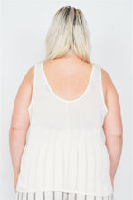 Load image into Gallery viewer, Plus Size Sheer Ivory Ribbed Causal Tank Top