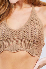 Load image into Gallery viewer, Deep V-neck Back Tied Crochet Cropped Sweater Bra Top