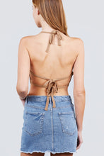 Load image into Gallery viewer, Deep V-neck Back Tied Crochet Cropped Sweater Bra Top