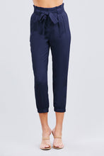Load image into Gallery viewer, Paperbag W/bow Tie Elastic Hem Long Linen Pants