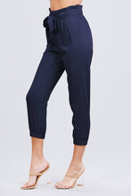 Load image into Gallery viewer, Paperbag W/bow Tie Elastic Hem Long Linen Pants