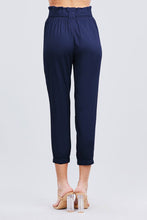 Load image into Gallery viewer, Paperbag W/bow Tie Elastic Hem Long Linen Pants