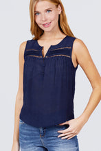 Load image into Gallery viewer, Sleeveless Front Pleats Detail W/button Woven Top