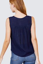 Load image into Gallery viewer, Sleeveless Front Pleats Detail W/button Woven Top