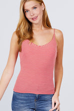 Load image into Gallery viewer, Double V-neck 2 Ply Stripe Rib Knit Cami Top