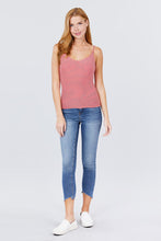 Load image into Gallery viewer, Double V-neck 2 Ply Stripe Rib Knit Cami Top