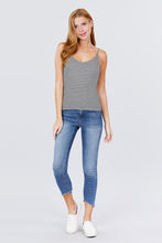 Load image into Gallery viewer, Double V-neck 2 Ply Stripe Rib Knit Cami Top