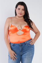 Load image into Gallery viewer, Plus Size Silk Chain Spaghetti Strap High Thong Center Cut Out Bodysuit