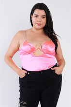 Load image into Gallery viewer, Plus Size Silk Chain Spaghetti Strap High Thong Center Cut Out Bodysuit