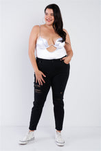 Load image into Gallery viewer, Plus Size Silk Chain Spaghetti Strap High Thong Center Cut Out Bodysuit