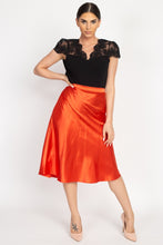 Load image into Gallery viewer, A-line Satin Midi Skirt