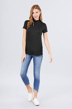 Load image into Gallery viewer, Short Sleeve Mock Neck Rayon Spandex Rib Top