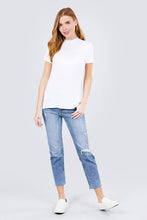 Load image into Gallery viewer, Short Sleeve Mock Neck Rayon Spandex Rib Top